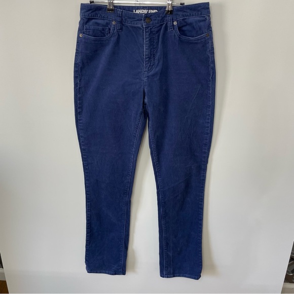 Lands' End Pants - Lands' End Women’s Blue Corduroy Mid Rise Straight-Leg Pants, size 10